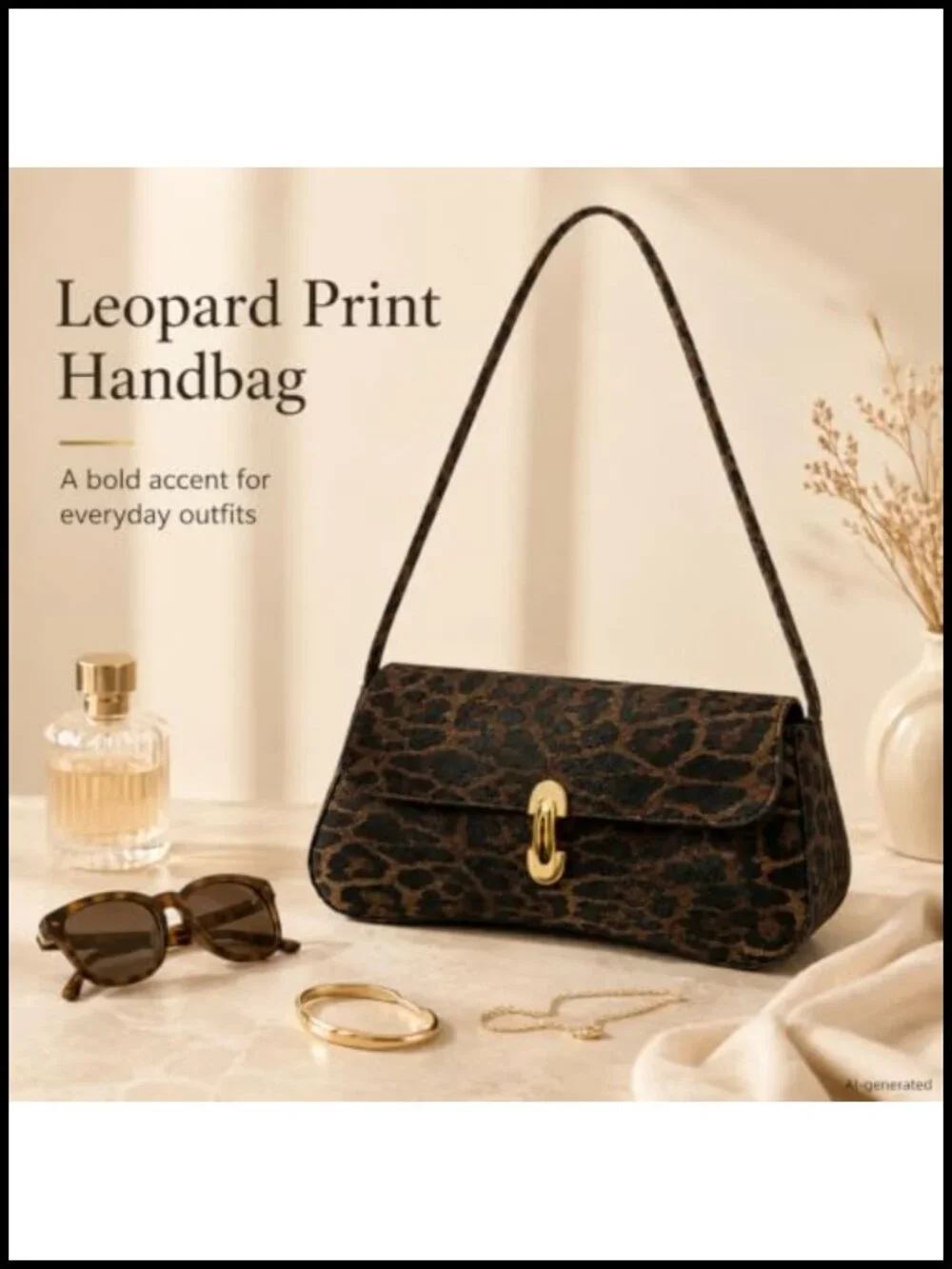 Leopard Print Leather Wristlet Clutch - Faux Leather Handbag